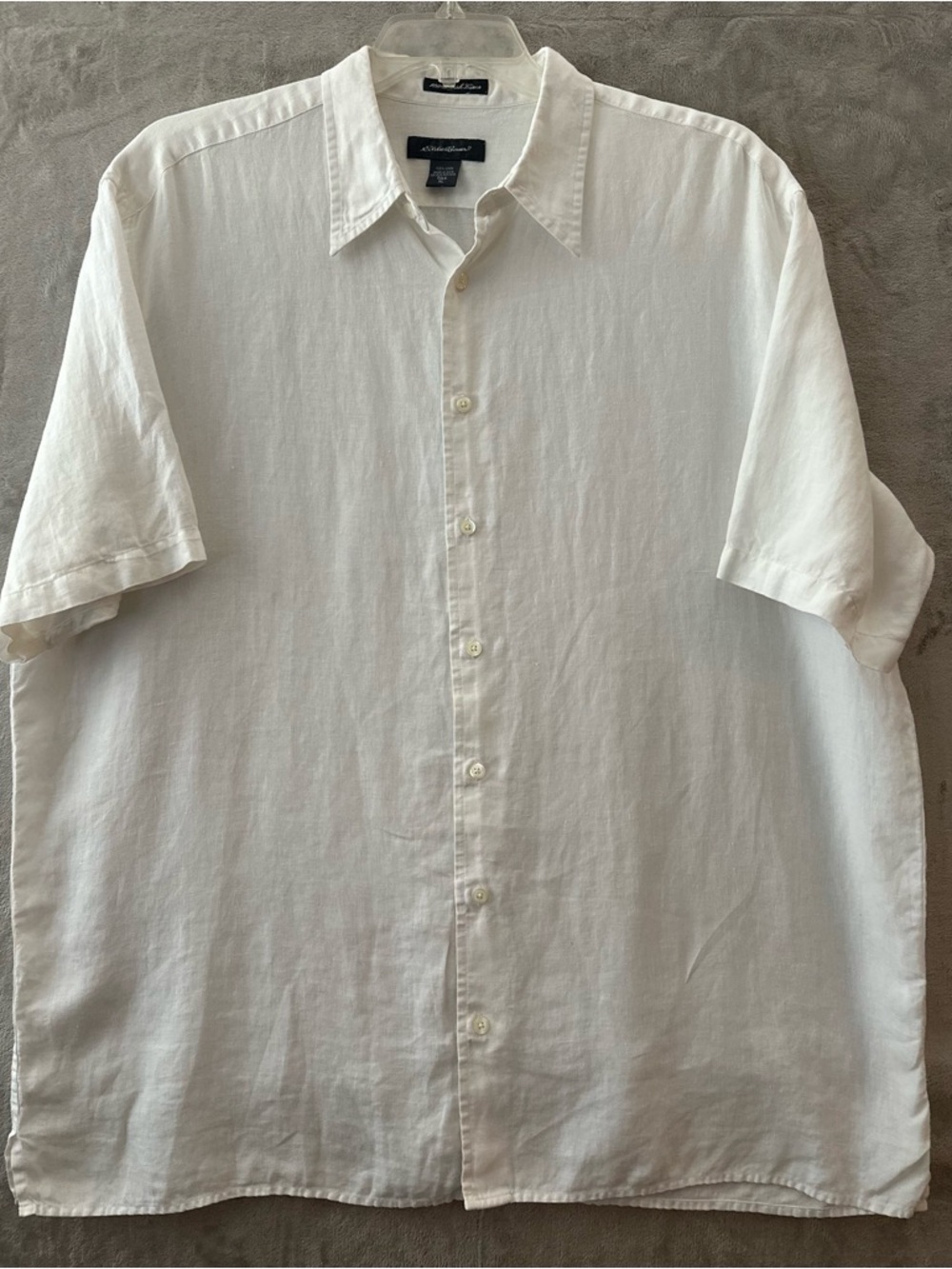 Eddie Bauer XL Tall 100% Linen Cream Short-Sleeve Button-Down Shirt